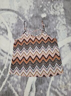 ONLY Multicolor Chevron Print Tank with Peach, Blue & Black Accents Size 38 (M)
